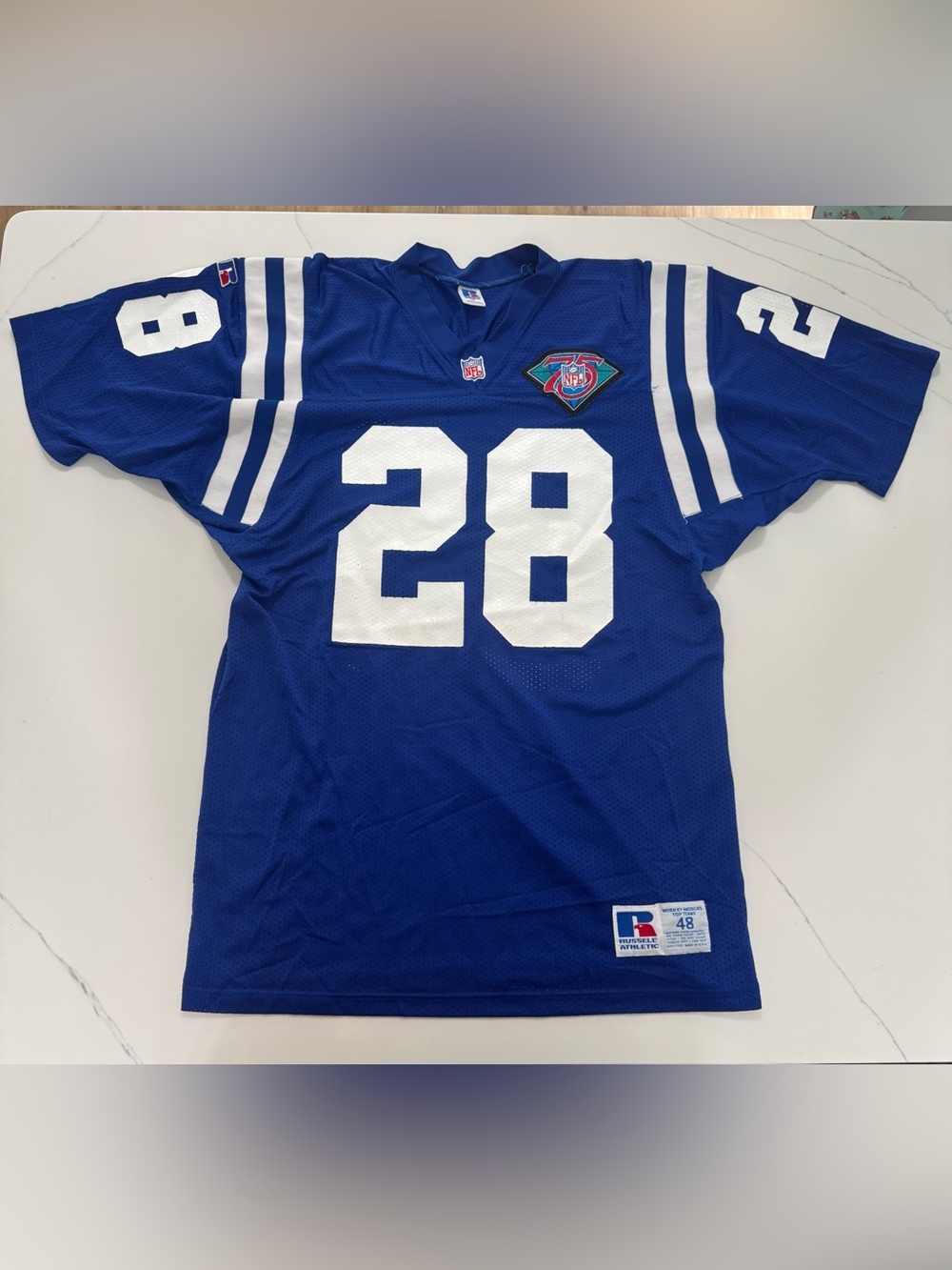 1994 Marshall Faulk Rookie Indianapolis Colts #28 Russell Jersey 75th Patch 48